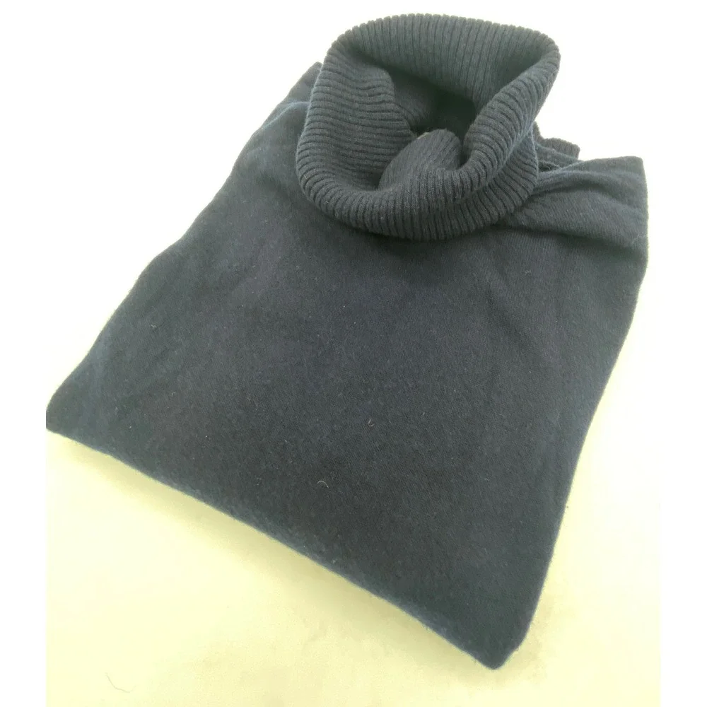 Celtic & Co Navy Blue Turtleneck Knit Sweater L‎ women's small 100% lambs wool